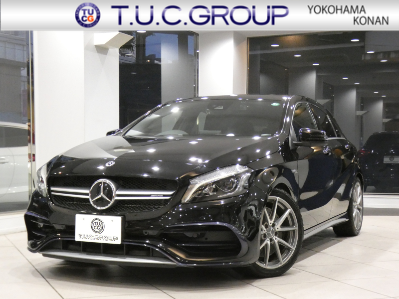 AMG Aクラス A45 4MATIC ﾚｰﾀﾞｰｾｰﾌﾃｨPKG　後期 黒革 ﾋｰﾀｰ ﾅﾋﾞTV carplay Bｶﾒﾗ PTS LEDﾗｲﾄ 専用ｴｸｽﾃﾘｱ&18AW 381ps　2年保証
